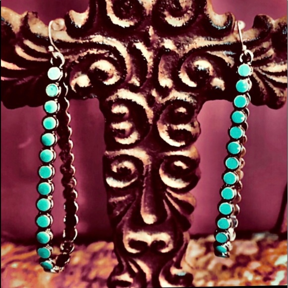 SOLD ❤️TURQUOISE SILVER EARRINGS EXTRA LONG DUSTERS ❤️”LAST PAIR”❤️ - Picture 3 of 6